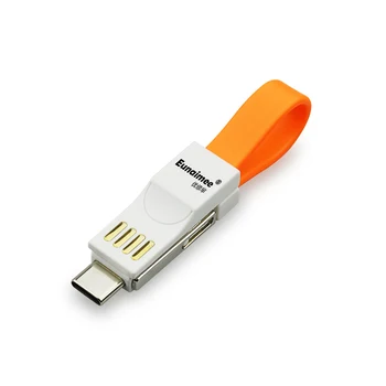 

3 IN 1 Short Lightning USB noodle Cable Charger Cord adapter Keychain for phone Android Type C micro usb