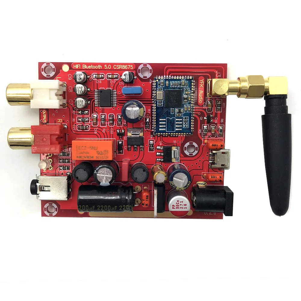 Lusya AUX input CSR8675 wireless Bluetooth 5.0 Receiver Board PCM5102A APTX HD I2S DAC decoder 24bit With Case Antenna A3-009