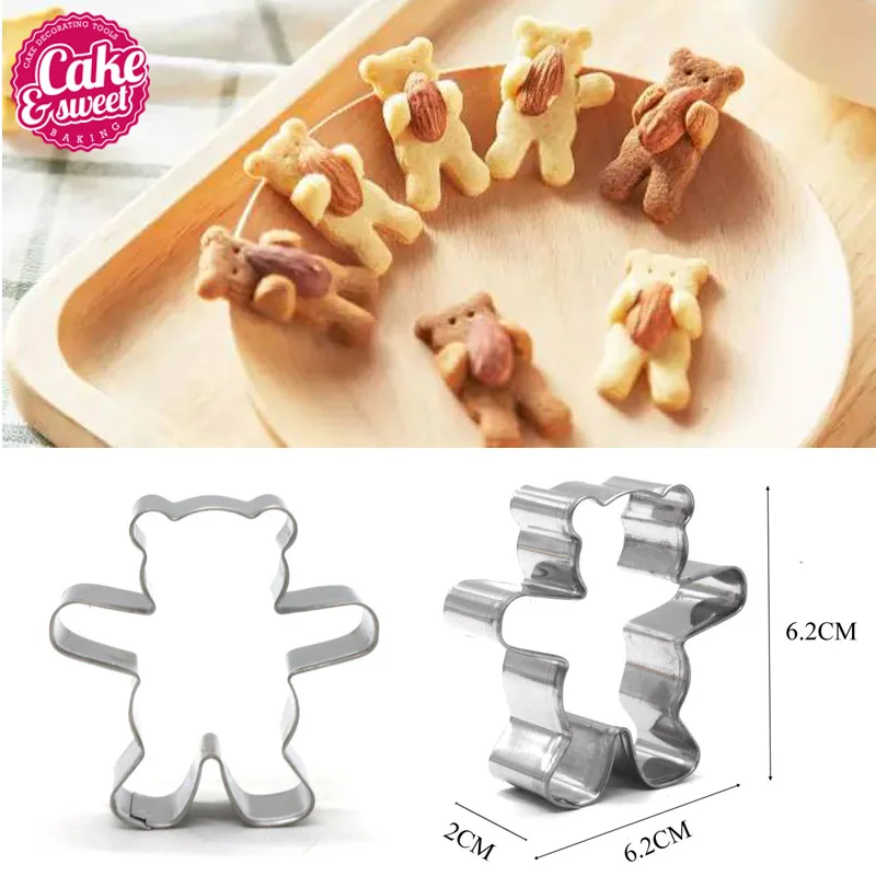 kitchen Cookie Cutters Stainless Steel Bear Shape Animal Biscuit Cookie Cutters Fondant Pastry Decorating Baking Tools DIY Mold