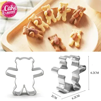 kitchen Cookie Cutters Stainless Steel Bear Shape Animal Biscuit Cookie Cutters Fondant Pastry Decorating Baking Tools DIY Mold