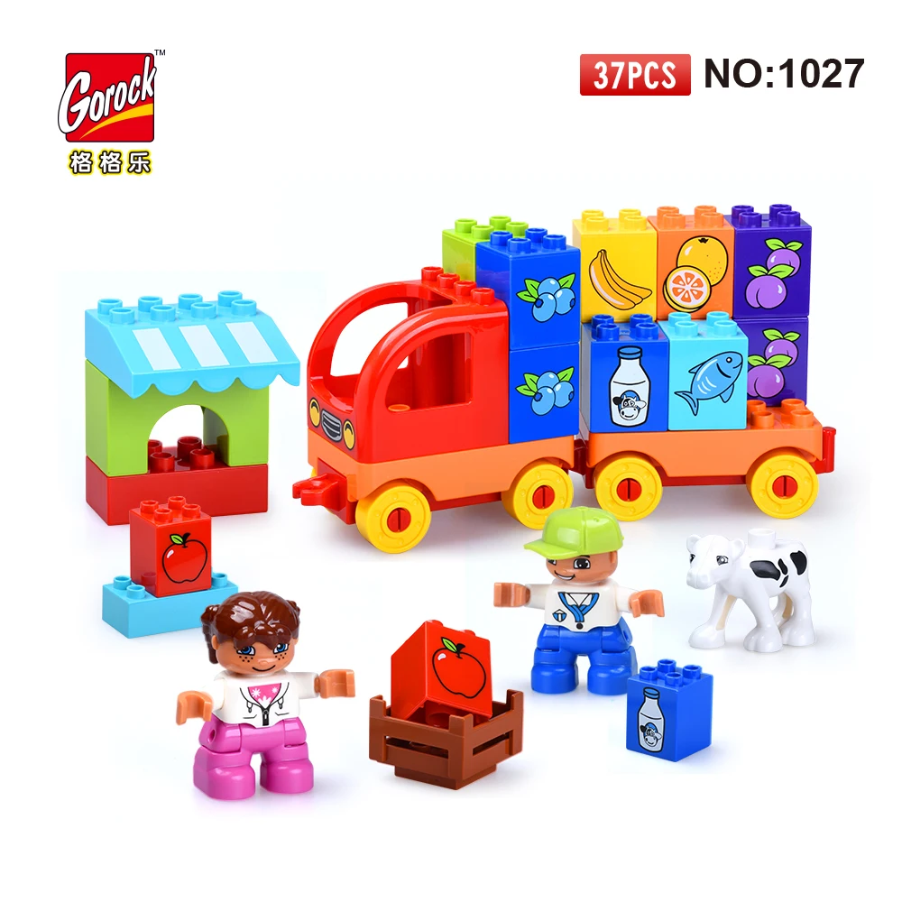 

GOROCK 1027 Big Building Block Set children Educational Bricks Toys 37Pcs For Birthday Gifts Toy For Baby Compatible With Duploe