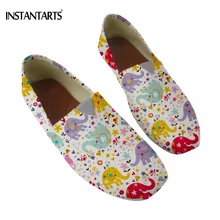INSTANTARTS забавные с героями мультфильмов, животными, слоном принт для девочек без застежки; Тканевая обувь; Повседневное дышащая обувь на плоской подошве легкая ходьба обувь