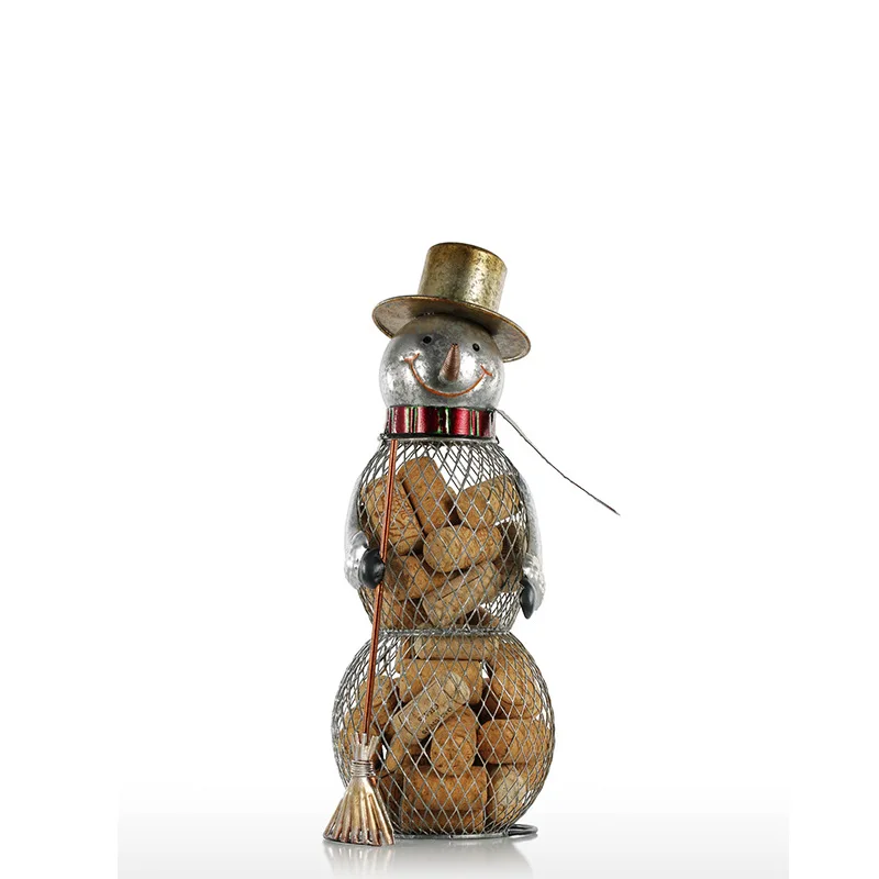 

Metal Christmas Snowman Cork Container Modern Style Iron Craft Gift Artificial Home Decoration Accessories R473