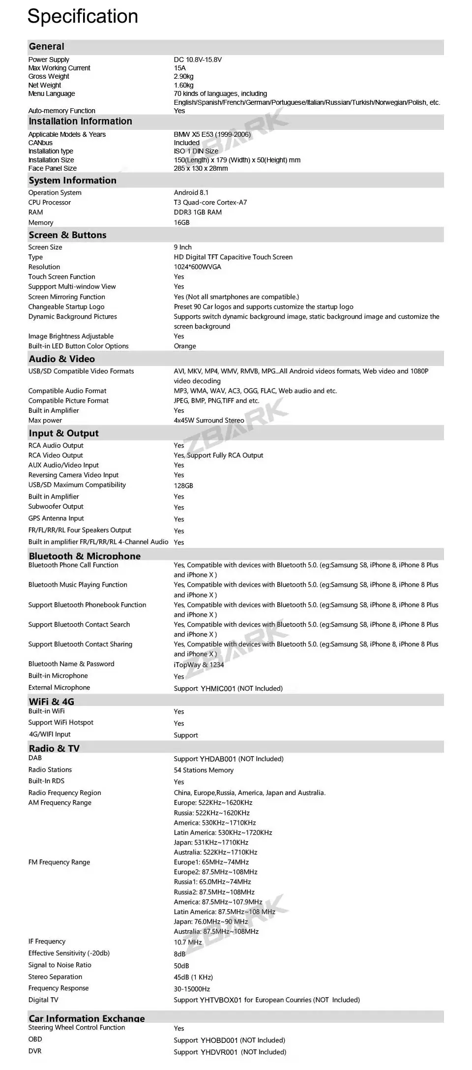 Flash Deal 9" Android 8.1 Multimedia Touch Screen Car Stereo Radio Player GPS OBD WIFI FM for BMW X5 E53 1999-2004 2005 2006 YH53901A 22 Flash Deal 9" Android 8.1 Multimedia Touch Screen Car Stereo Radio Player GPS OBD WIFI FM for BMW X5 E53 1999-2004 2005 2006 YH53901A 22