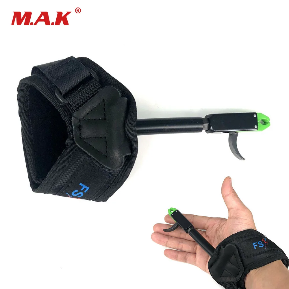 

New Black Stainless Steel Archery Caliper Bow Release Green Head for Compound Bow Archery Hunting Shooting