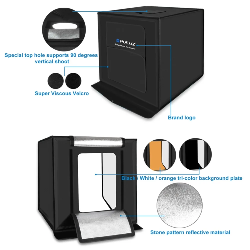PULUZ 40*40 см светильник-бокс Мини светодиодный софтбокс для фотостудии светильник ing Studio Съемка Палатка фотографии коробки складной софтбокс