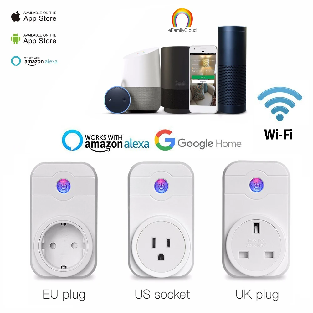 2pcs Wifi Smart Plug Home Automation Phone App Timing