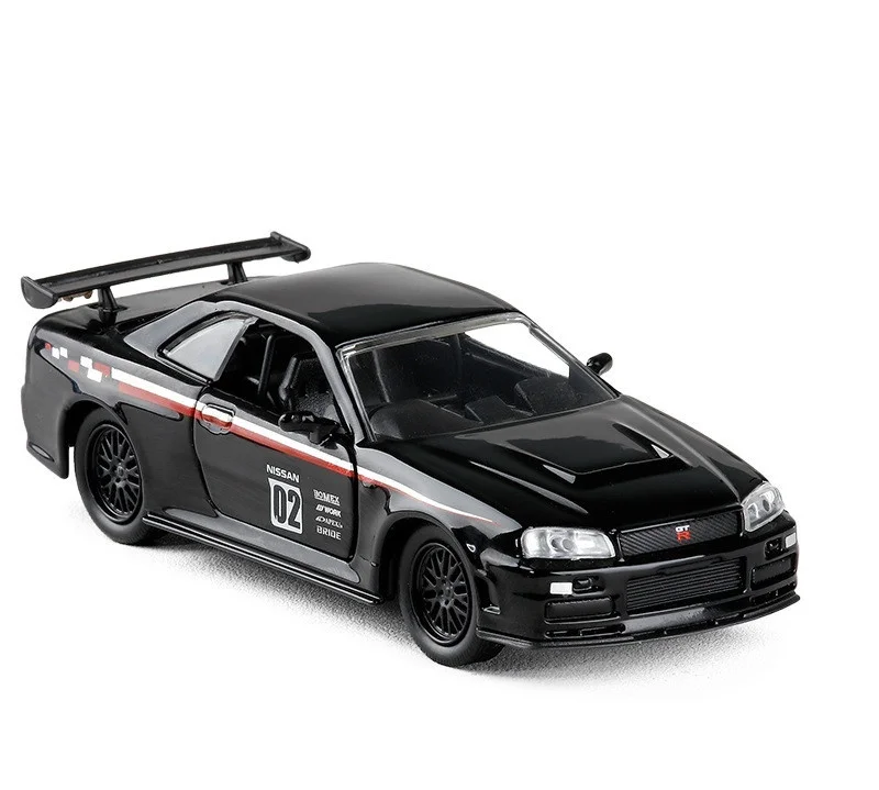 1/32 GT-R R34 Coupe литая Автомобильная модель игрушки для детей подарок