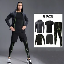 Men Sport Kit Compression Running Sets Jackets Basketball font b Football b font Tennis Fitness Gym