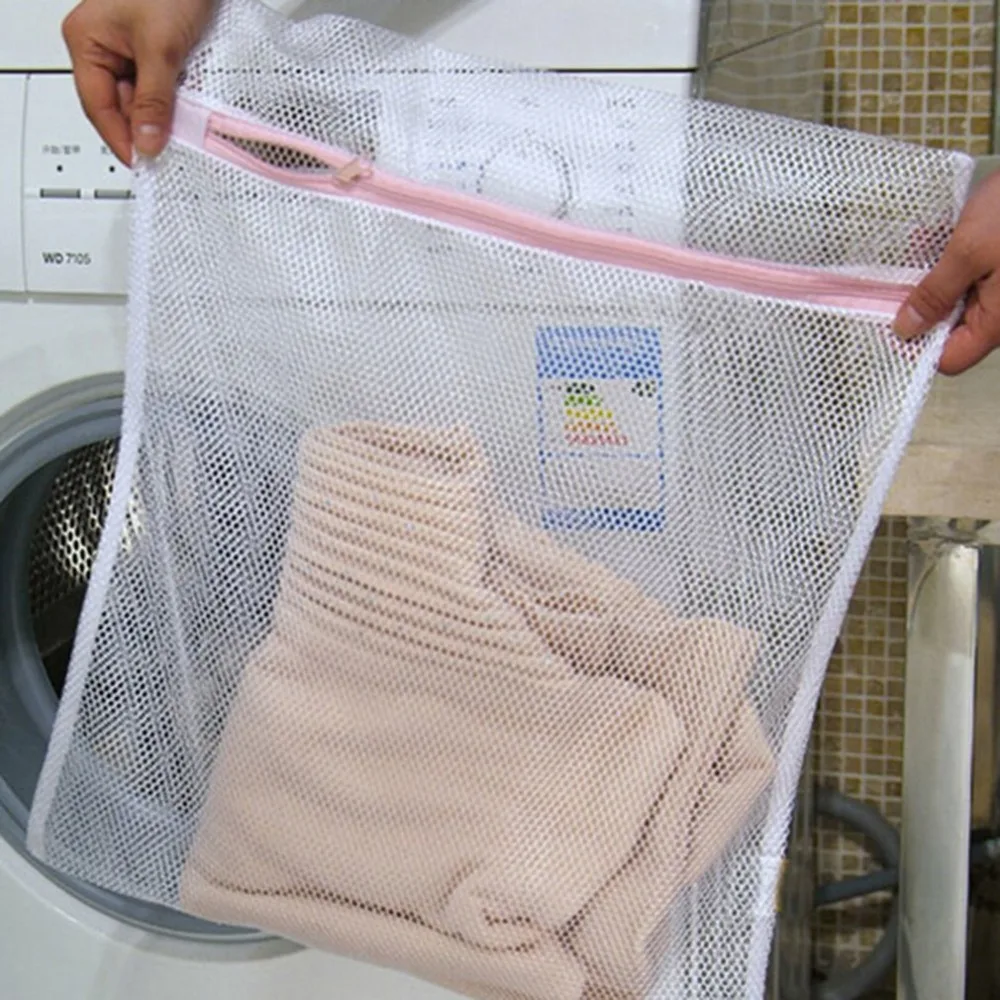 Clothes Washing Machine Laundry Bag With Zipper Nylon Mesh Net Bra Washing ^m^ 