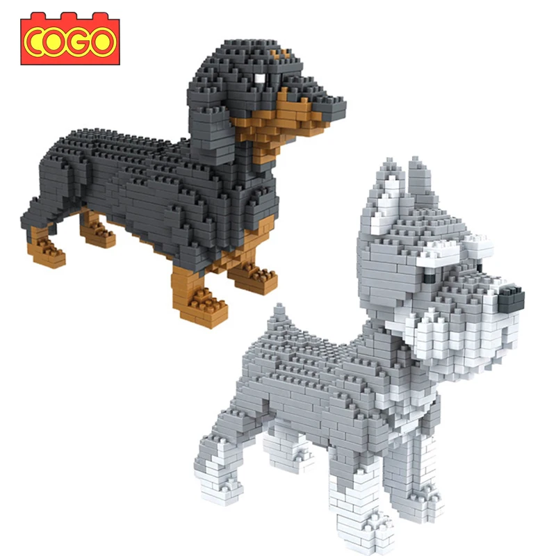 

COGO 800 Pcs Assembly Building Blocks Animal Model Dog Toy Mini Diamond Bricks Block Dachshund Schnauzer Toys Dog For Children