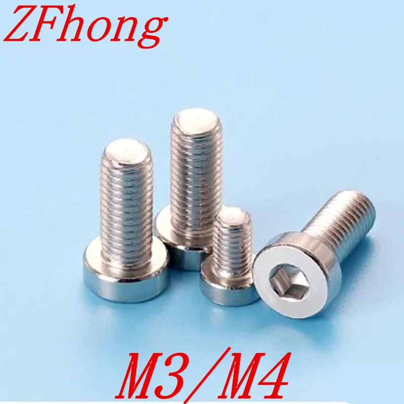50pcs/lot DIN7984 M3 M4 stainless steel hex socket thin head cap model