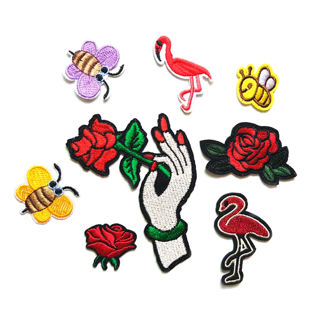 Fashion Trumpet Flamingo Bee Embroidery Cloth Apparel Accessories Phone Cases Decoration Stickers Children