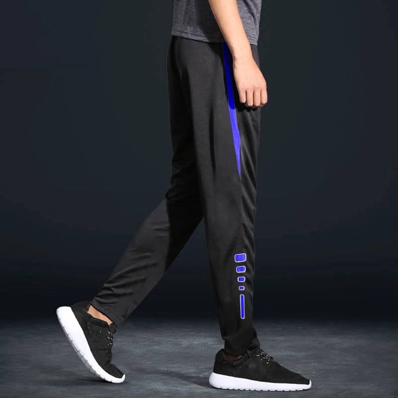 Sports soccer pant men's summer thin section running pants fitness training football pants quick-drying breathable loose casual - Цвет: Синий