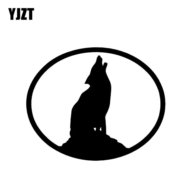 

YJZT 10*8CM WOLF Vinyl Decal Sticker Car Window Wall Bumper Howling Oval Dog Animal C2-3008