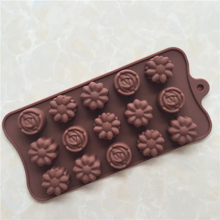15 Cavity Silicone Easy Chocolate Mold Rose Flowers Design Mould For Cake/Ice/Chocolate Baking | Дом и сад