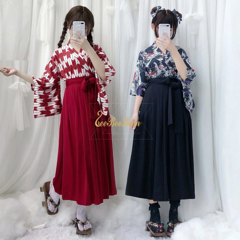 

Anime Cosplay kimono jiu jitsu Game Cosplay Costume For Women Print Modified Kimono Pleated Skirt Girls Skirt Japanese Kimono