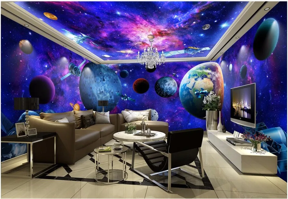 Фотообои на заказ 3d обои космос галактика земля тема 3D полный дом фон настенные
