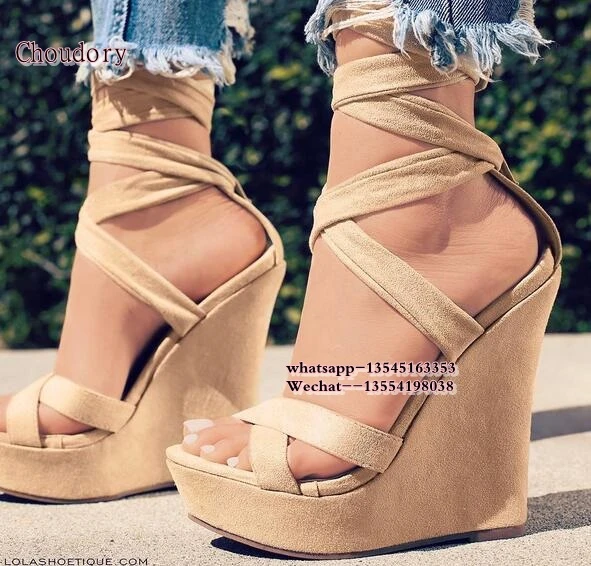 Wedges High Heels Thick Platform Summer Open Toe Gladiator Shoes Women Rome  Style Lace Up Party Sandals Woman - Women's Sandals - AliExpress