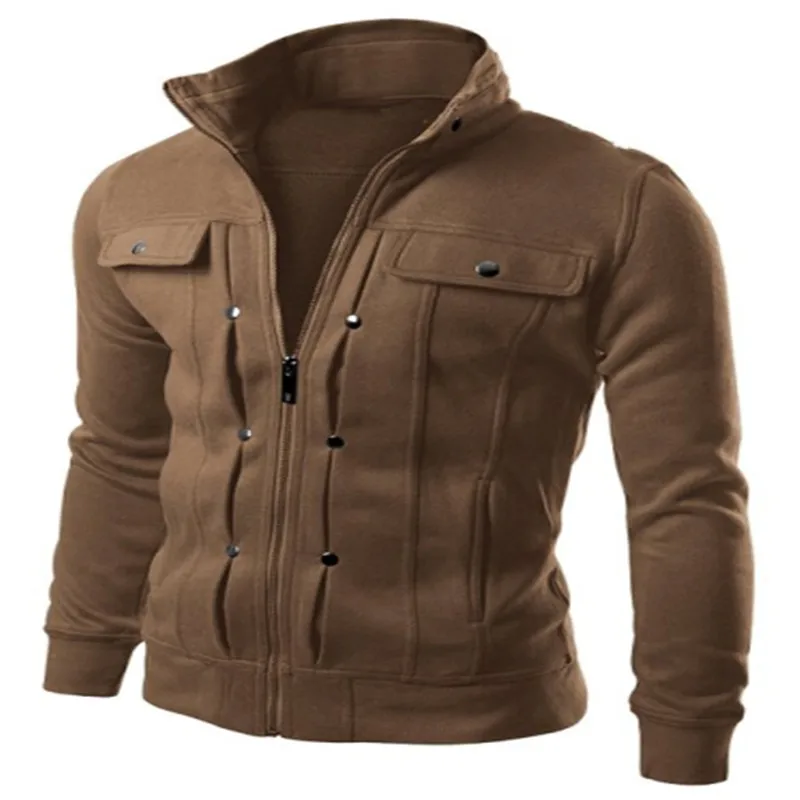 

2019 Hot sales good Hoodies Men Sweatshirts Brand Moleton Masculina Spring Zipper Solid Fashion Fake Pocket Design Fleece Men