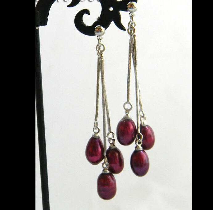 

00 FREE SHIPPING d7mmx10mm Purple Teardrop Freshwater Pearl Dangle Earring