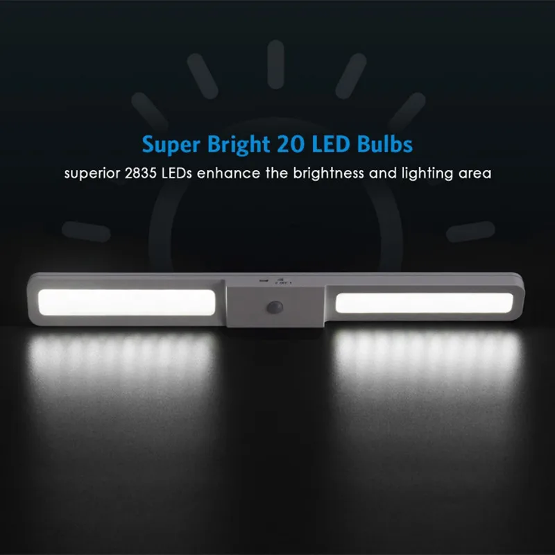 buy 20 LED Under Cabinet Light USB Rechargeable Wireless Motion Sensor Light Wardrobe Closet Stairs Kitchen Sensor Night Light Lamp