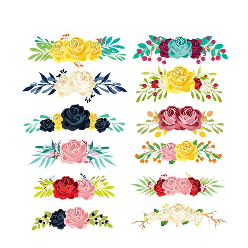 

6Pcs/Set Flower Iron Appliques For Clothing Washable Diy Accessory Heat Transfer New Design Badges Clothes Applique