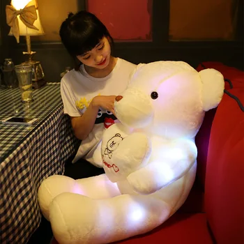 

Lovely Love Teddy Bear Plush Toy Glow Hug Bear Child Playmates Light Room LED Colorful Luminous Toys Creative Girl Birthday Gift
