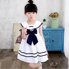3 цвета, детское платье для девочек, детские матросские платья с бантом, хлопковая летняя детская одежда без рукавов для девочек