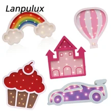 Lanpulu, стильный ночной Светильник для девочек, замок пингвина, торт, автомобиль, радуга, настенный светильник, украшение дома, светильник, моделирующий мультяшный светильник