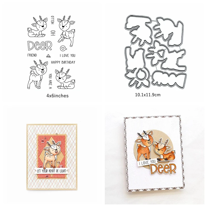 

Lovely Deers Animals Metal Cutting Dies&Stamp Sillicone Stencil Scrapbook Album Embossing For Paper Card Making Handcrafts
