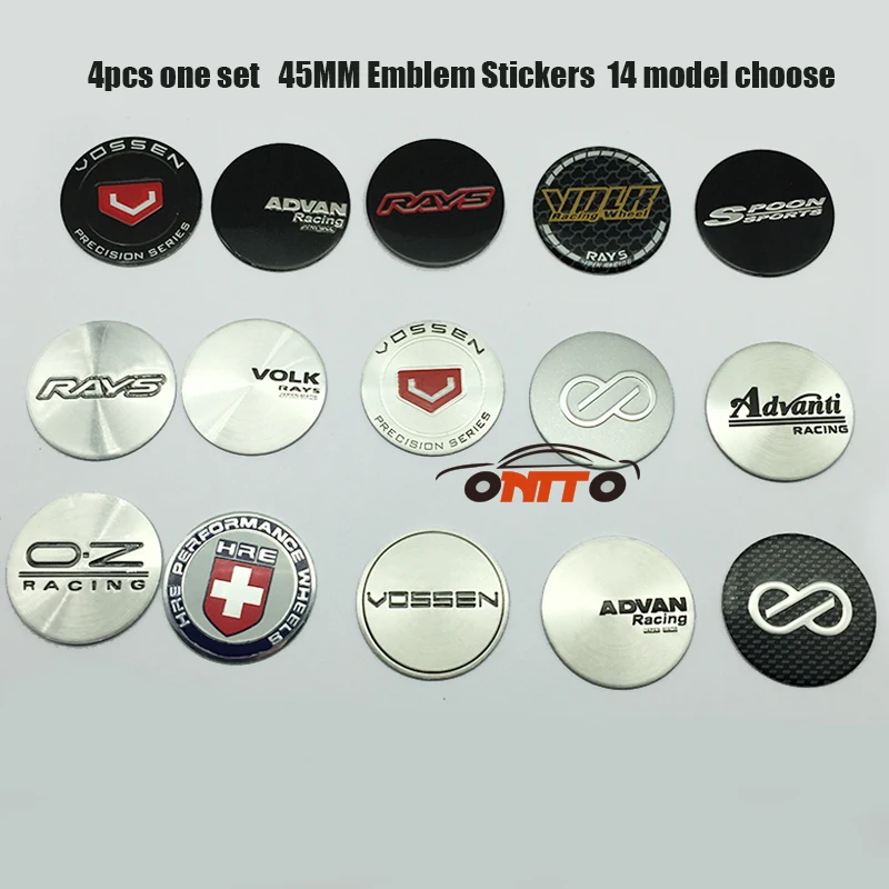 

4PCS 45MM Rays ADVAN RACING VOLK SPOON WORK Wheels Center Cap Stickers VOSSEN OZ LOGO Sticker Auto Wheel Center Label Emblem