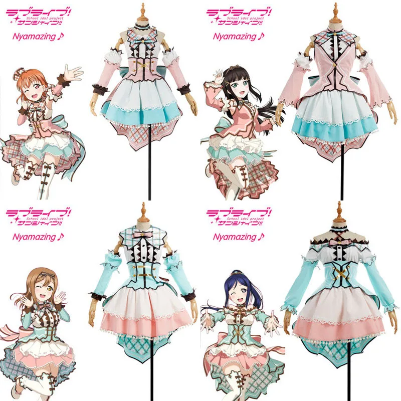 Аниме! Lovelive Aqours Takami Chika Kurosawa Dia Matsuura Kanan Kunikida Hanamaru белая униформа на День святого