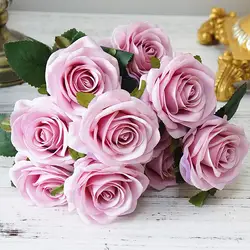 10 голов большой искусственный букет розы Искусственные цветы Свадебные украшения для дома осень поддельные цветы Флер искусственное