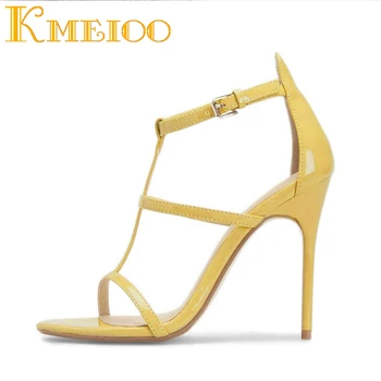 

Kmeioo Women Shoes Gladiator Sandals Ankle Strap High Heels Woman Sandals Casual Dress Shoes 10CM Size 5-15 US Sandals Open Toe