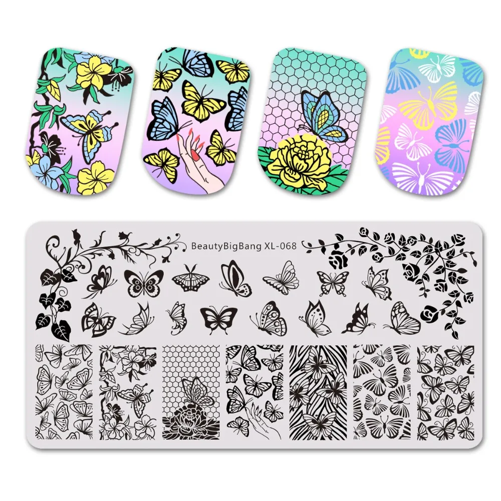 

6*12cm Stainless Steel Nail Art Stamping Plates Butterfly Flower Pattern Paznokci carimbo de unha Nail Stamping Plates Stamper