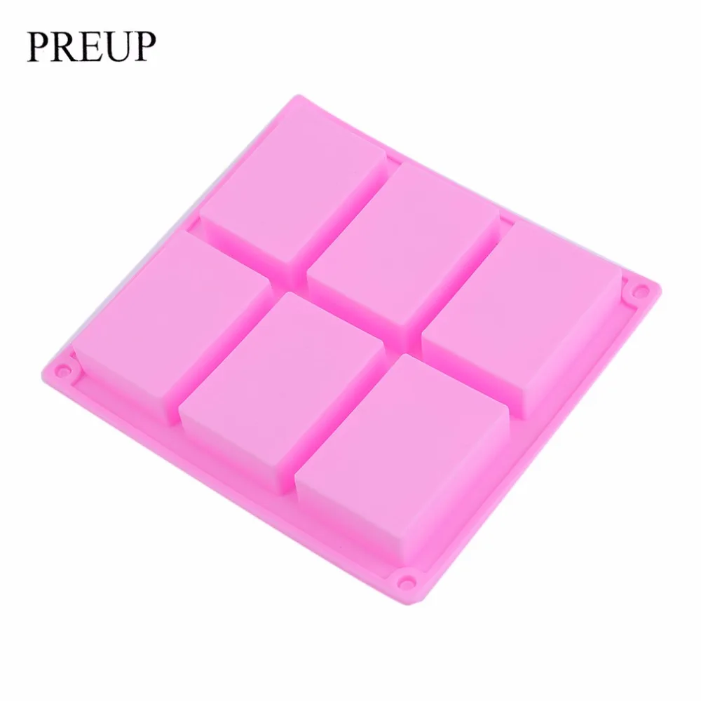 

PREUP Silicone Handmade Soap Mold 6 Holes Rectangular Pastry Molds 100ml Silicone Cake Bakeware Molds Tools