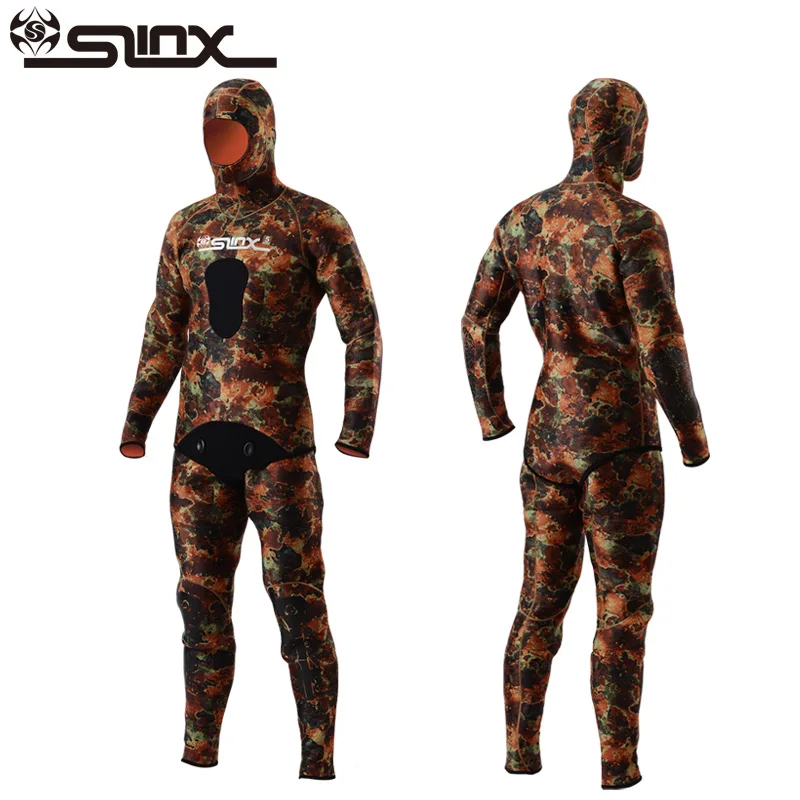 SLINX 5MM Neoprene Men Camouflage Wetsuit Swimwear with Headgear Two