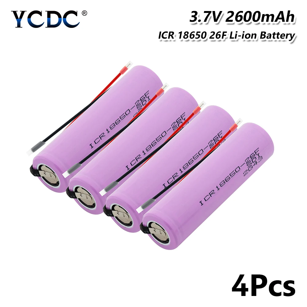 1/2/4x розовый ICR 18650 26F 3,7 V 2600mAh 18650 литий-ионная литиевая батарея, батарея Перезаряжаемые Батарея для Led фонарик Фонарь Vape Мощность банка