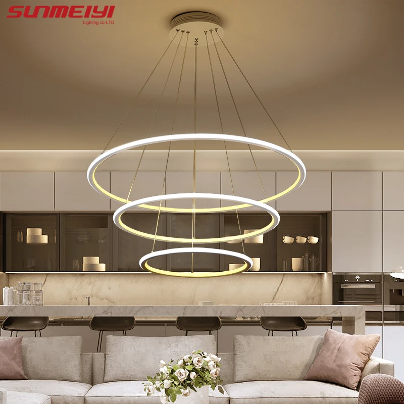 

Modern LED living dining room pendant lights suspension luminaire suspendu led ring lighting lamp fixture de techo colgante
