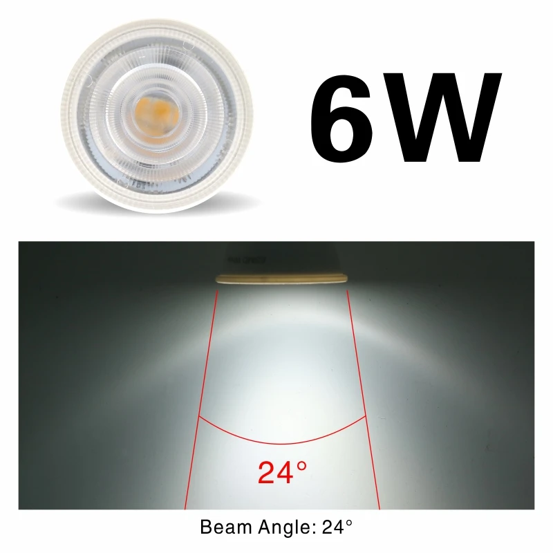 Светодиодный Светодиодный прожектор MR16 E27 E14 GU10 GU5.3 5 Вт 6 Вт 7 Вт 220V Светодиодная лампа света 48 60 80 Светодиодная настольная лампа Bombillas - Испускаемый цвет: 6W  24 degree