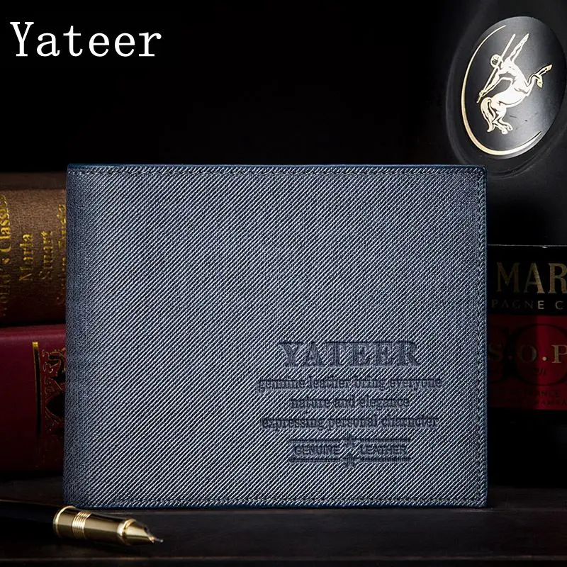 

Yateer Arrival 2017 Famous Brand Men's Leather Wallet PU Wallets Card Holders Short Letter Business wallet Synthetic Leather