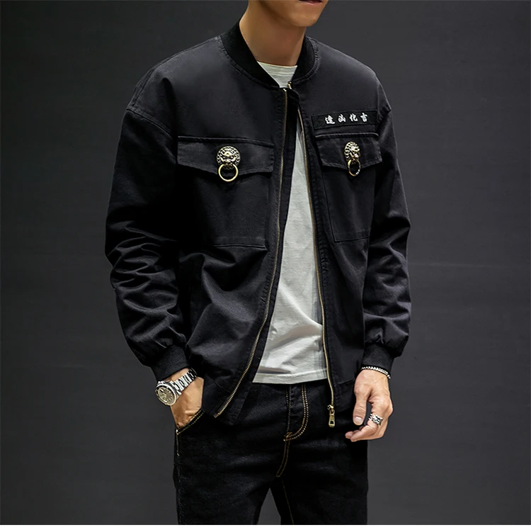 5xl Hop Mâle Taille M Lion Plus De Streetwear La Chinois Veste Hip Serrure Hommes Style Noir Mode army Lâche Survêtement Pardessus Green Manteau Casual LVpUSMGqz