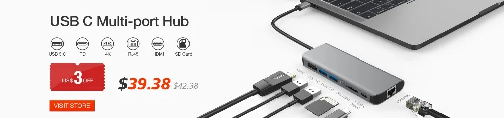 YUNCLOUD док-станции для ноутбука зарядка PD 4K HDMI USB 3,0 док-станция для MacBook samsung Galaxy S9/S8 huawei P20 Pro