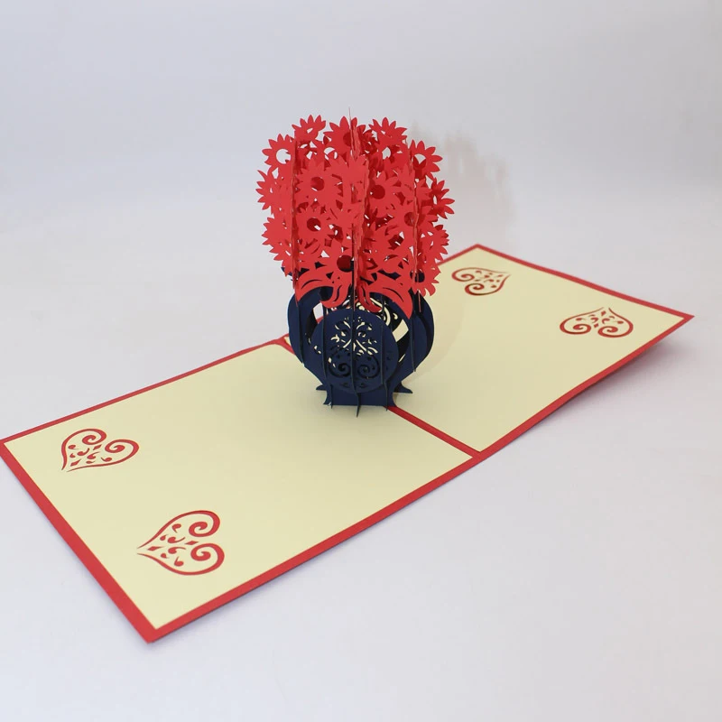  3D Handmade Gorgeous Flower Vases Paper Invitation Greeting Cards Business PostCard Mother's Day Te - 32914212830