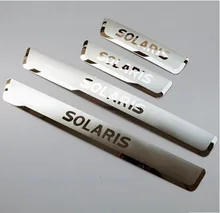Car Styling For Hyundai Solaris 2012-2014 Sedan Hatchback Stainless Steel Door Sill Strip Welcome Pedal Car Stickers Accessories