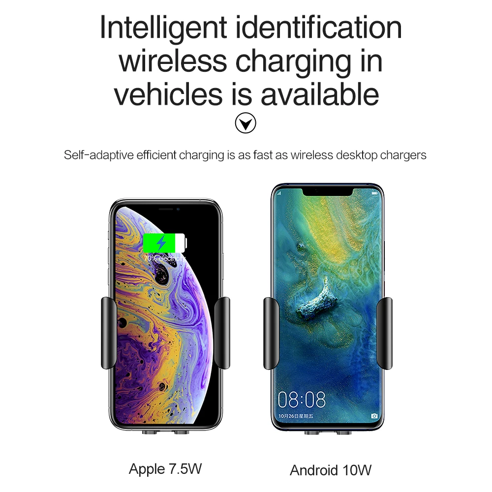  ROCK Infrarot Automatische 10W Qi Schnelle Drahtlose Auto Telefon Ladegerät Für iphone X 8 XR Huawe
