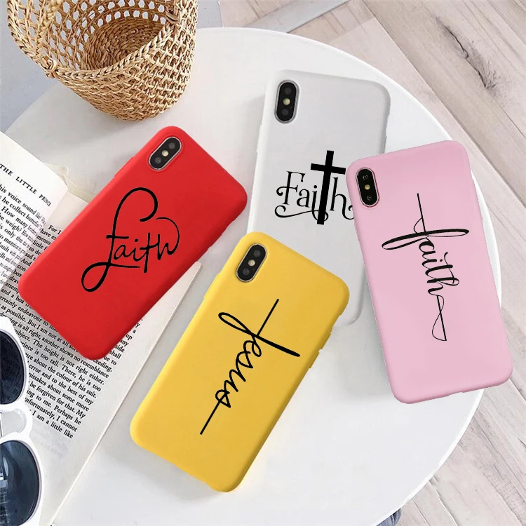 

Faith Christian Religious Jesus Cross Soft Silicone Frosted Matte Case Cover For iPhone 6 6S 5S SE 8 8Plus X 7 XS Max 11 pro