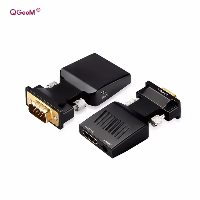 QGeeM VGA to HDMI Converter With Audio Full HD VGA to HDMI adapter with