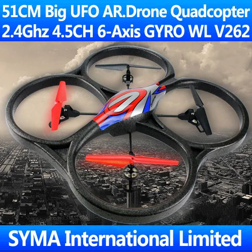 

51CM Big 2.4G 4.5CH 6-Axis GYRO LCD Quadcopter WL V262 UFO VS Parrot AR.Drone 2.0 V222 U818A RC Helicopter Remote Control Toys
